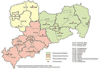 Die Direktionsbezirke Sachsens