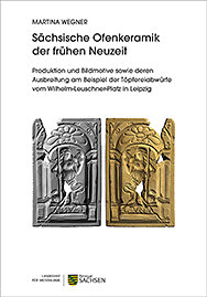 Das Titelbild des Buchs zeigt zwei Ansichten einer Ofenkachel mit der Allegorie der Luna - des Mondes - als eine Frau mit einem Stab, die in ihrer rechten Hand den Mond hält. 