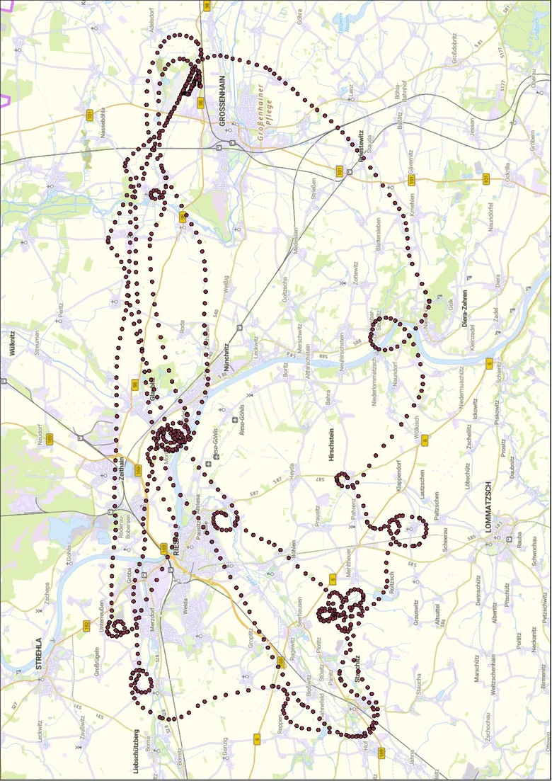 Flugroute bei einem Dokumentationsflug